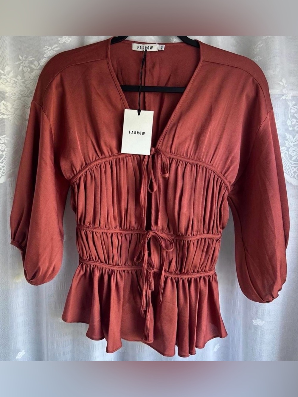 Cinched-Waist Peasant Top